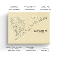 Load image into Gallery viewer, Digitally Restored and Enhanced 1892 Galveston Texas Map Canvas Art - Canvas Wrap Vintage Galveston Wall Art - History Map of Galveston Texas - Old Map of Galveston County Texas Showing Landownership