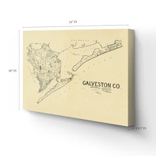 Load image into Gallery viewer, Digitally Restored and Enhanced 1892 Galveston Texas Map Canvas Art - Canvas Wrap Vintage Galveston Wall Art - History Map of Galveston Texas - Old Map of Galveston County Texas Showing Landownership