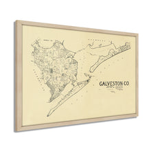 Cargar imagen en el visor de la galería, Digitally Restored and Enhanced 1892 Galveston Texas Map - Framed Vintage Galveston Wall Art - Old Galveston TX Map - History Map of Galveston Texas - Framed Galveston County Map