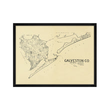 Cargar imagen en el visor de la galería, Digitally Restored and Enhanced 1892 Galveston Texas Map - Framed Vintage Galveston Wall Art - Old Galveston TX Map - History Map of Galveston Texas - Framed Galveston County Map