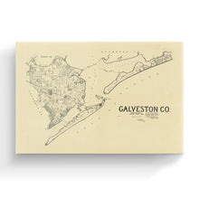 Load image into Gallery viewer, Digitally Restored and Enhanced 1892 Galveston Texas Map Canvas Art - Canvas Wrap Vintage Galveston Wall Art - History Map of Galveston Texas - Old Map of Galveston County Texas Showing Landownership