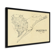 Cargar imagen en el visor de la galería, Digitally Restored and Enhanced 1892 Galveston Texas Map - Framed Vintage Galveston Wall Art - Old Galveston TX Map - History Map of Galveston Texas - Framed Galveston County Map