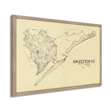Cargar imagen en el visor de la galería, Digitally Restored and Enhanced 1892 Galveston Texas Map - Framed Vintage Galveston Wall Art - Old Galveston TX Map - History Map of Galveston Texas - Framed Galveston County Map