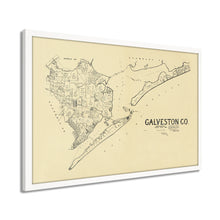 Cargar imagen en el visor de la galería, Digitally Restored and Enhanced 1892 Galveston Texas Map - Framed Vintage Galveston Wall Art - Old Galveston TX Map - History Map of Galveston Texas - Framed Galveston County Map