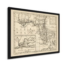 Cargar imagen en el visor de la galería, Digitally Restored and Enhanced 1763 Florida Map Poster - Framed Vintage Florida Map Wall Art - History Map of Florida State - The New Governments of East & West Florida Wall Map