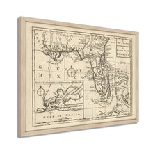 Cargar imagen en el visor de la galería, Digitally Restored and Enhanced 1763 Florida Map Poster - Framed Vintage Florida Map Wall Art - History Map of Florida State - The New Governments of East & West Florida Wall Map