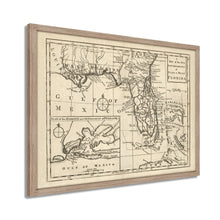 Cargar imagen en el visor de la galería, Digitally Restored and Enhanced 1763 Florida Map Poster - Framed Vintage Florida Map Wall Art - History Map of Florida State - The New Governments of East & West Florida Wall Map