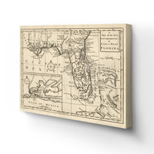 Cargar imagen en el visor de la galería, Digitally Restored and Enhanced 1763 Florida Map Canvas Art - Canvas Wrap Vintage Florida Map Poster - History Map of Florida State - The New Governments of East & West Florida Map Wall Art