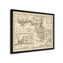 Cargar imagen en el visor de la galería, Digitally Restored and Enhanced 1763 Florida Map Poster - Framed Vintage Florida Map Wall Art - History Map of Florida State - The New Governments of East & West Florida Wall Map