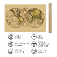 Cargar imagen en el visor de la galería, Digitally Restored and Enhanced 1795 Map of the World - Vintage Map Wall Art - Beautiful Wall Decor - Large Vintage World Map - Vintage World Map Poster - Vintage Old World Map (Tan)