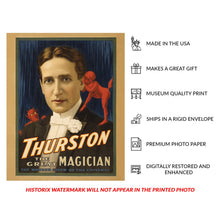 Cargar imagen en el visor de la galería, Digitally Restored and Enhanced 1914 Thurston Magician Poster - Floating Spirits - Vaudeville Golden Age Theater Magic - Archival Print
