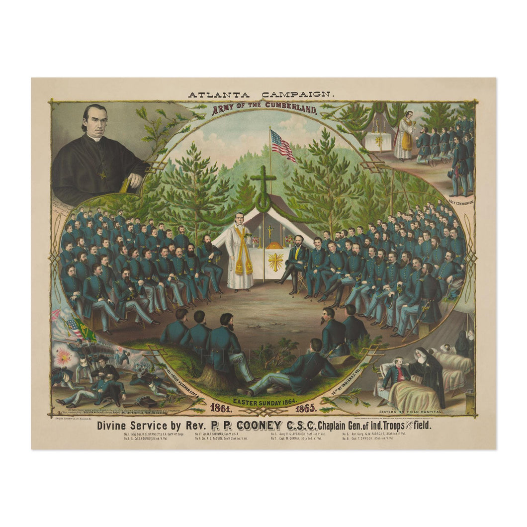 Digitally Restored and Enhanced 1877 Atlanta Campaign Photo Print - Vintage Photo of The Army of The Cumberland During A Church Service Poster Wall Art