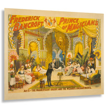 Load image into Gallery viewer, Digitally Restored and Enhanced 1895 Frederick Bancroft Prince of Magicians Poster - Victorian Stage Magic - Gilded Age Vaudeville - Archival Print
