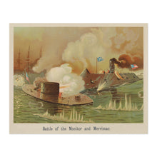 Cargar imagen en el visor de la galería, Digitally Restored and Enhanced 1889 Battle of Monitor and Merrimac Civil War Ironclad Naval Print - American Military History - Archival Reproduction
