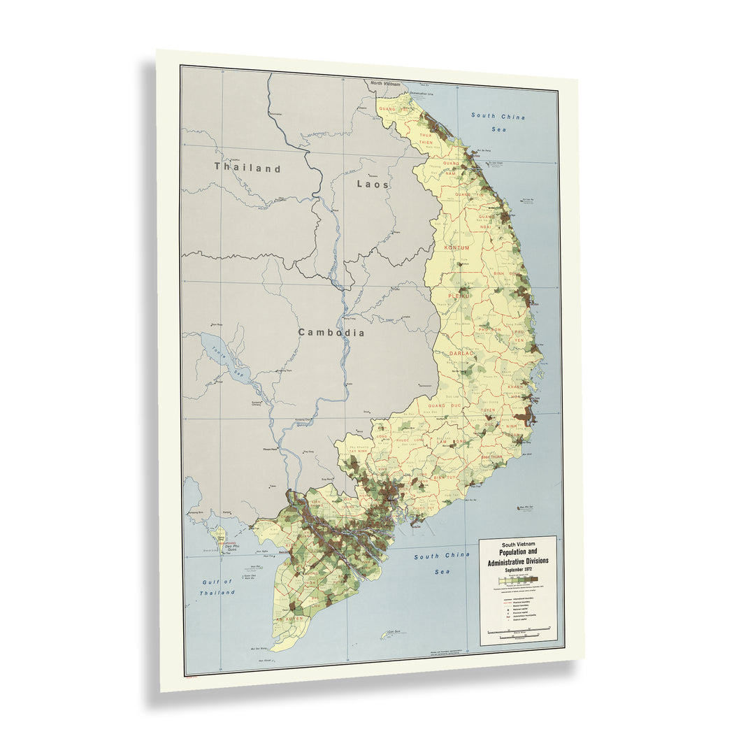 Digitally Restored and Enhanced 1973 South Vietnam Map Poster - Vintage Map of South Vietnam Population & Administrative Divisions - Old Vietnam Wall Map