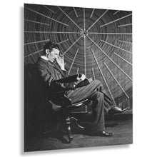 Cargar imagen en el visor de la galería, Digitally Restored and Enhanced 1896 Nikola Tesla Photo Print - Vintage Photo of Nikola Tesla Reading Theoria Philosophiae Naturalis - Nikola Tesla Poster
