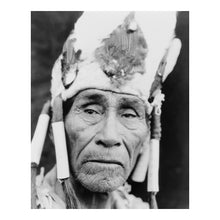 Load image into Gallery viewer, Digitally Restored and Enhanced 1923 Klamath Headdress Portrait Print - Indigenous Oregon Ceremonial Regalia - Pacific Northwest - Archival Print

