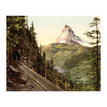 Load image into Gallery viewer, 1890 Matterhorn Print - Gornergrat Railway Swiss Alps Valais - Belle Epoque Alpine Tourism - Archival Print
