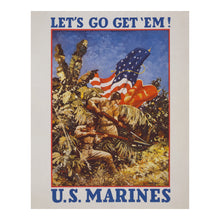 Cargar imagen en el visor de la galería, Digitally Restored and Enhanced 1942 US Marines Poster - Lets Go Get Em WWII Recruitment - Pacific Theater Military Propaganda - Archival Print
