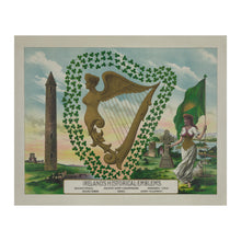 Load image into Gallery viewer, Digitally Restored and Enhanced 1894 Ireland Print - Historical Emblems Celtic Heritage Symbols - Victorian Irish Culture - Archival Print
