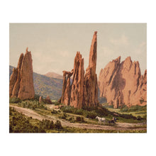 Load image into Gallery viewer, Digitally Restored and Enhanced 1905 Cathedral Spires Garden of the Gods Print - Colorado Springs Red Rock Landscape - Sandstone Wonder - Archival Print
