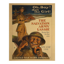 Load image into Gallery viewer, Digitally Restored and Enhanced 1918 WWI Salvation Army Poster - Oh Boy Thats the Girl Lassie - World War I Women Service - Archival Print
