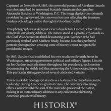 Load image into Gallery viewer, Digitally Restored and Enhanced 1863 Abraham Lincoln Print - Alexander Gardner Portrait - Civil War President Gettysburg Era - Archival Print
