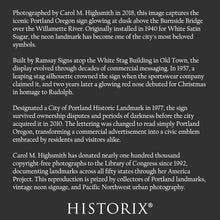 Cargar imagen en el visor de la galería, Digitally Restored and Enhanced 2018 Portland Oregon Sign Print - Neon Landmark Burnside Bridge - Willamette River Old Town - Archival Print
