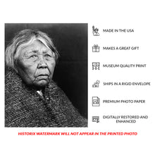 Load image into Gallery viewer, Digitally Restored and Enhanced 1913 Hleastunuh Skokomish Portrait Print - Indigenous Olympic Peninsula Washington - Hood Canal Heritage - Archival Print
