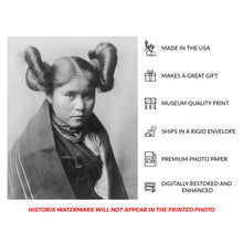 Load image into Gallery viewer, Digitally Restored and Enhanced 1906 Chaiwa Tewa Girl Portrait Print - Pueblo Indigenous Southwest - Hopiland Photography - Archival Print
