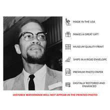Load image into Gallery viewer, Digitally Restored and Enhanced 1964 Malcolm X Print - Queens Courthouse Portrait - Civil Rights Leader African American History - Archival Print
