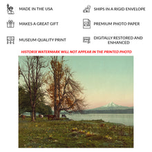 Cargar imagen en el visor de la galería, Digitally Restored and Enhanced 1901 Mt. Hood Print - Columbia River Oregon Pastoral - Cascade Range Farmland Oregon Trail - Archival Print
