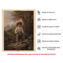 Load image into Gallery viewer, Digitally Restored and Enhanced 1868 Barefoot Boy Print - Whittier Poem Victorian Childhood - Rural American Pastoral Poetry - Archival Print
