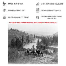 Load image into Gallery viewer, Digitally Restored and Enhanced 1910 On Spokane River Print - Indigenous Horseback Washington Pacific Northwest - Plateau Heritage - Archival Print
