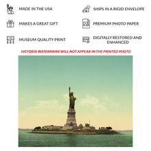 Load image into Gallery viewer, Digitally Restored and Enhanced 1905 Statue of Liberty Photo - New York Harbor Detroit Photochrom - Progressive Era Immigration - Archival Print
