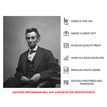 Load image into Gallery viewer, Digitally Restored and Enhanced 1865 Abraham Lincoln Print - Alexander Gardner Portrait Spectacles - Civil War President Final Months - Archival Print
