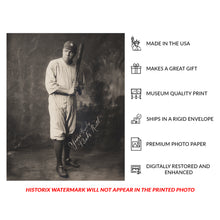 Load image into Gallery viewer, Digitally Restored and Enhanced 1920 Babe Ruth Photo - Full Length Portrait Baseball Legend - Roaring Twenties Sports History - Archival Print

