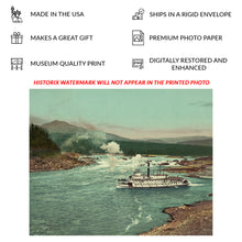 Load image into Gallery viewer, Digitally Restored and Enhanced 1901 Cascades of Columbia River Print - Pacific Northwest Steamboat Gorge - Lewis and Clark Era - Archival Print
