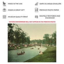Load image into Gallery viewer, Digitally Restored and Enhanced 1898 Belle Isle Grand Canal Print - Detroit Michigan Olmsted Park - Urban Recreation Landscape - Archival Print
