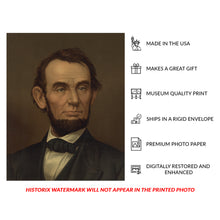 Cargar imagen en el visor de la galería, Digitally Restored and Enhanced 1877 Abraham Lincoln Portrait - Civil War President Bearded Bust - Sixteenth President History - Archival Print
