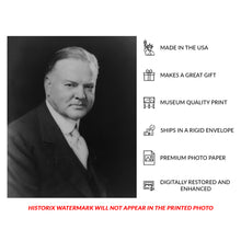 Cargar imagen en el visor de la galería, Digitally Restored and Enhanced 1928 Herbert Hoover Print - 31st President Campaign Portrait - Roaring Twenties Election - Archival Print
