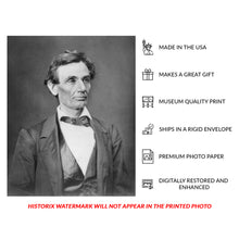 Load image into Gallery viewer, 1860 Abraham Lincoln Print - Alexander Hesler Portrait - Presidential Candidate Springfield Illinois - Archival Print
