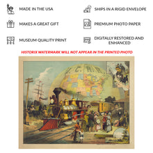 Load image into Gallery viewer, Digitally Restored and Enhanced 1882 Illinois Central Railroad Print - World Railroad Scene - Gilded Age Rail Commerce History - Archival Print
