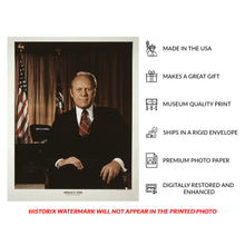 Cargar imagen en el visor de la galería, Digitally Restored and Enhanced 1975 Gerald Ford Print - 38th President Official Portrait - White House Post-Watergate Era - Archival Print
