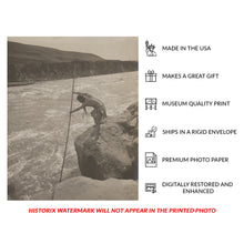 Load image into Gallery viewer, Digitally Restored and Enhanced 1910 The Fisherman Wishham Print - Columbia River Indigenous Salmon Fishing - Pacific Northwest - Archival Print

