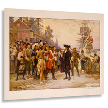 Load image into Gallery viewer, Digitally Restored and Enhanced 1932 William Penn Landing Print - Pennsylvania Colony 1682 - Quaker Religious Freedom Colonial - Archival Print
