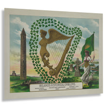 Load image into Gallery viewer, Digitally Restored and Enhanced 1894 Ireland Print - Historical Emblems Celtic Heritage Symbols - Victorian Irish Culture - Archival Print
