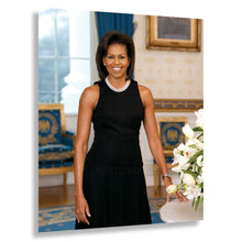 Load image into Gallery viewer, Digitally Restored and Enhanced 2009 Michelle Obama Print - First Lady Official Portrait - White House African American History - Archival Print

