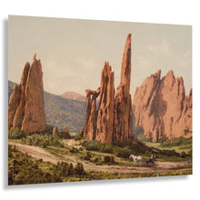 Load image into Gallery viewer, Digitally Restored and Enhanced 1905 Cathedral Spires Garden of the Gods Print - Colorado Springs Red Rock Landscape - Sandstone Wonder - Archival Print
