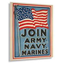 Load image into Gallery viewer, Digitally Restored and Enhanced 1917 WWI Recruitment Poster Print - Join Army NAvy MArines Enlistment - World War I Propaganda - Archival Print
